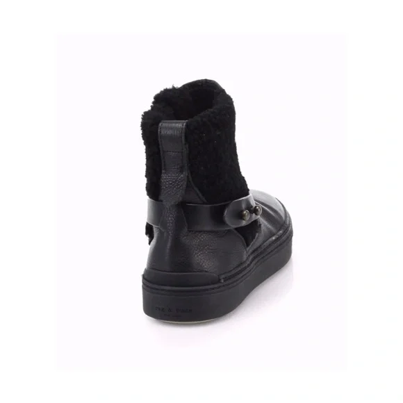Rag & Bone Farling Black Leather Shearling Booties - Picture 2 of 9